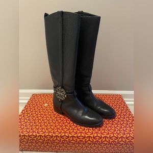 Tory Burch Amanda Riding Boot, Black, Size 8.5